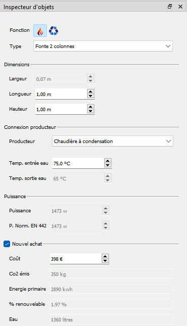 Param�tres �metteur de chaleur