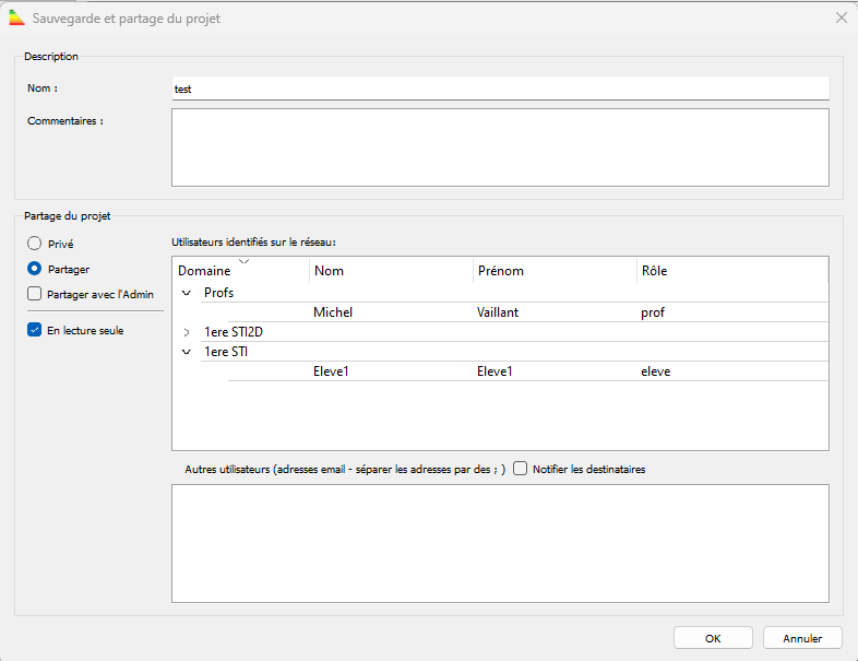 Partage prof vers �l�ve