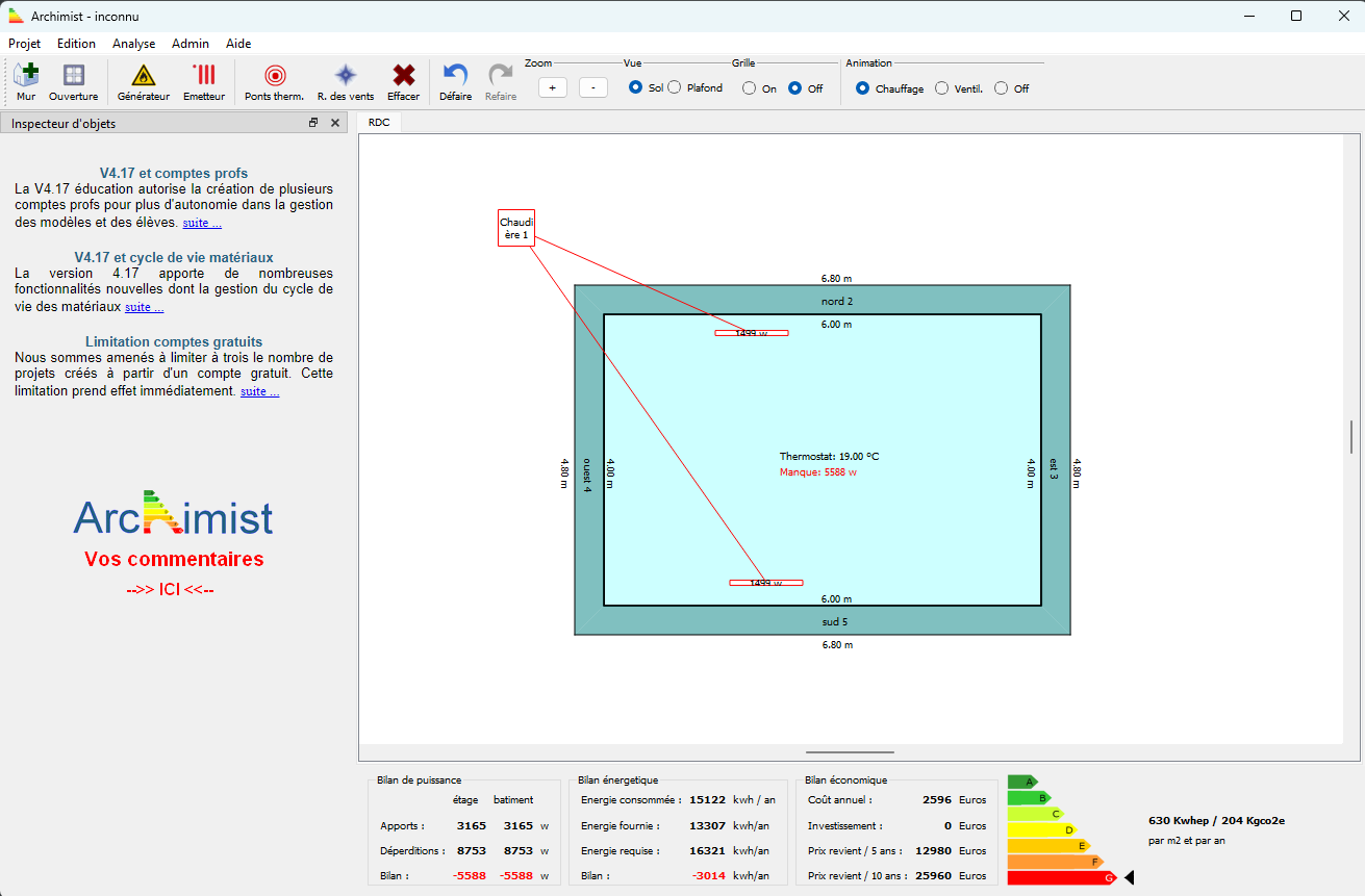 Edition du syst�me de chauffage
