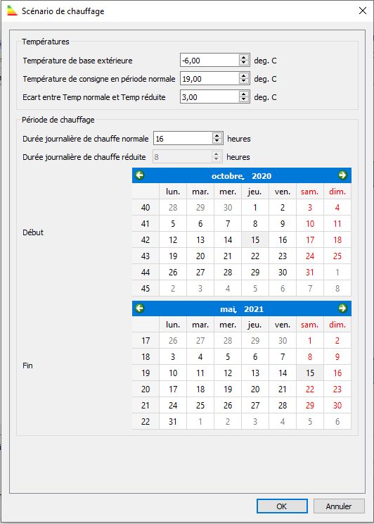 Fen�tre de sc�nario de
          chauffage
